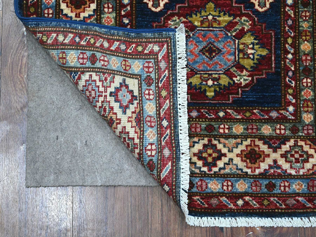 2'7" x 6'4" New Hand Knotted Blue Wool Runner Oriental Rug - MOA10289224