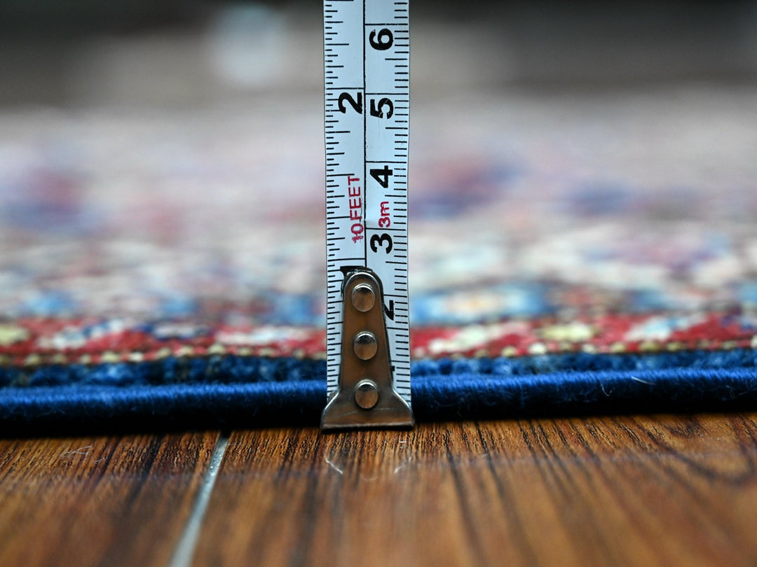 2'7" x 6'4" New Hand Knotted Blue Wool Runner Oriental Rug - MOA10289224