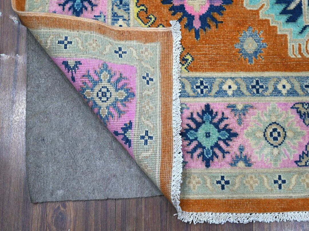 4'9" x 6'5" New Hand Knotted Orange Wool Rectangle Oriental Rug - MOA10289230