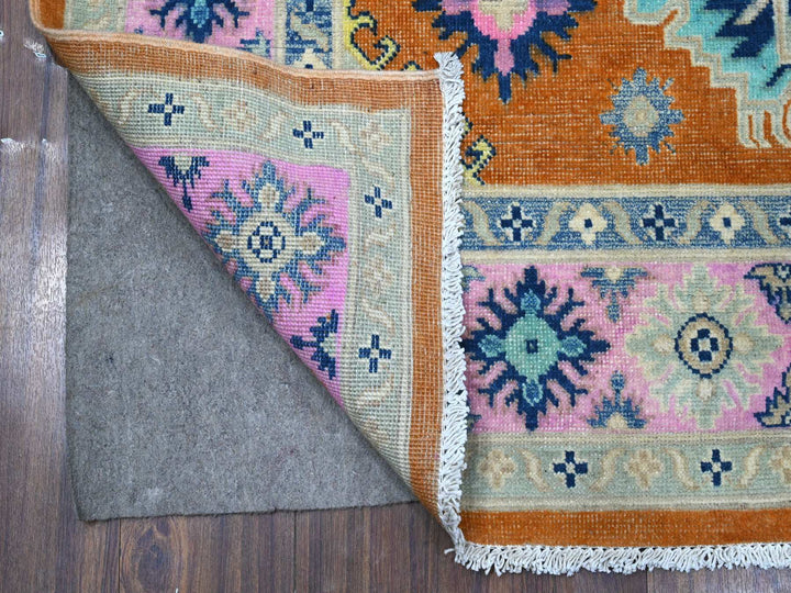 4'9" x 6'5" New Hand Knotted Orange Wool Rectangle Oriental Rug - MOA10289230