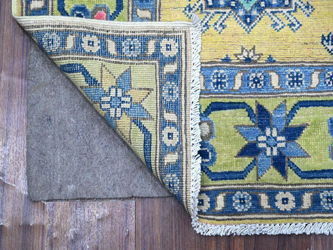 5'0" x 6'9" New Hand Knotted Yellow Wool Rectangle Oriental Rug - MOA10289231