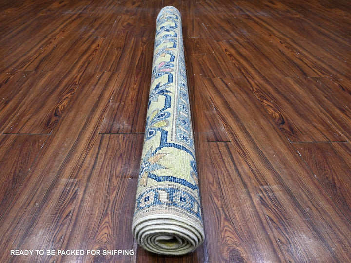 5'0" x 6'9" New Hand Knotted Yellow Wool Rectangle Oriental Rug - MOA10289231