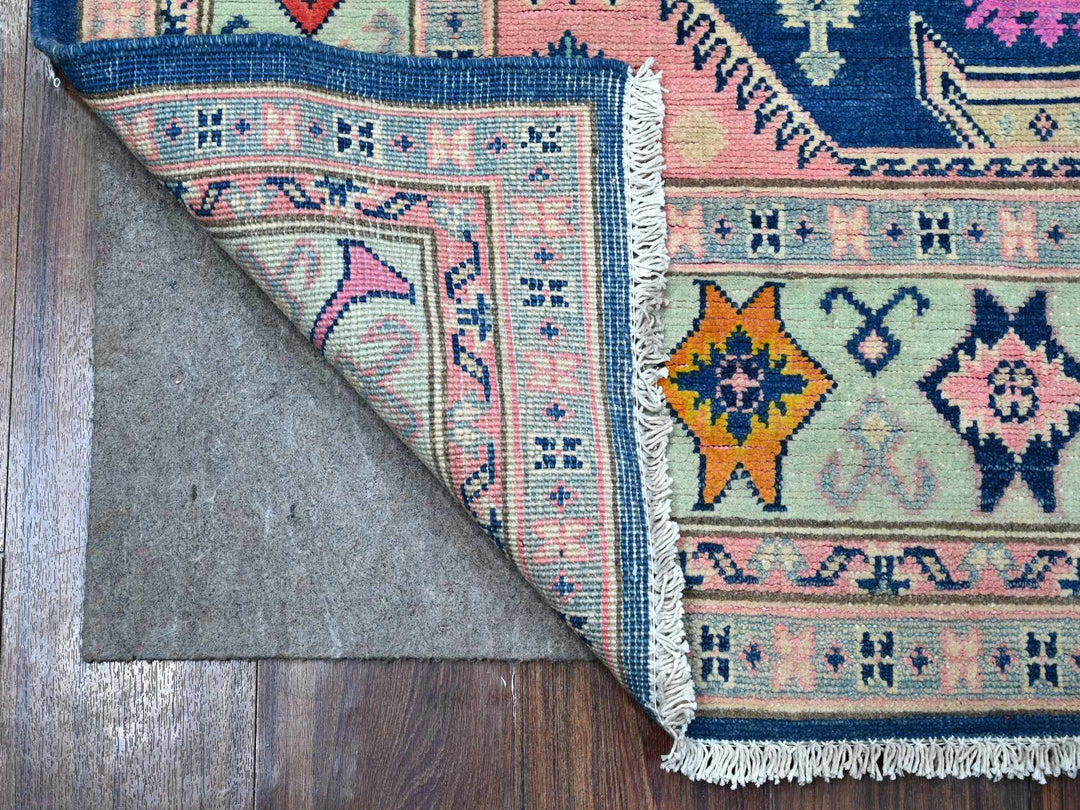 4'11" x 6'10" New Hand Knotted Blue Wool Rectangle Oriental Rug - MOA10289232