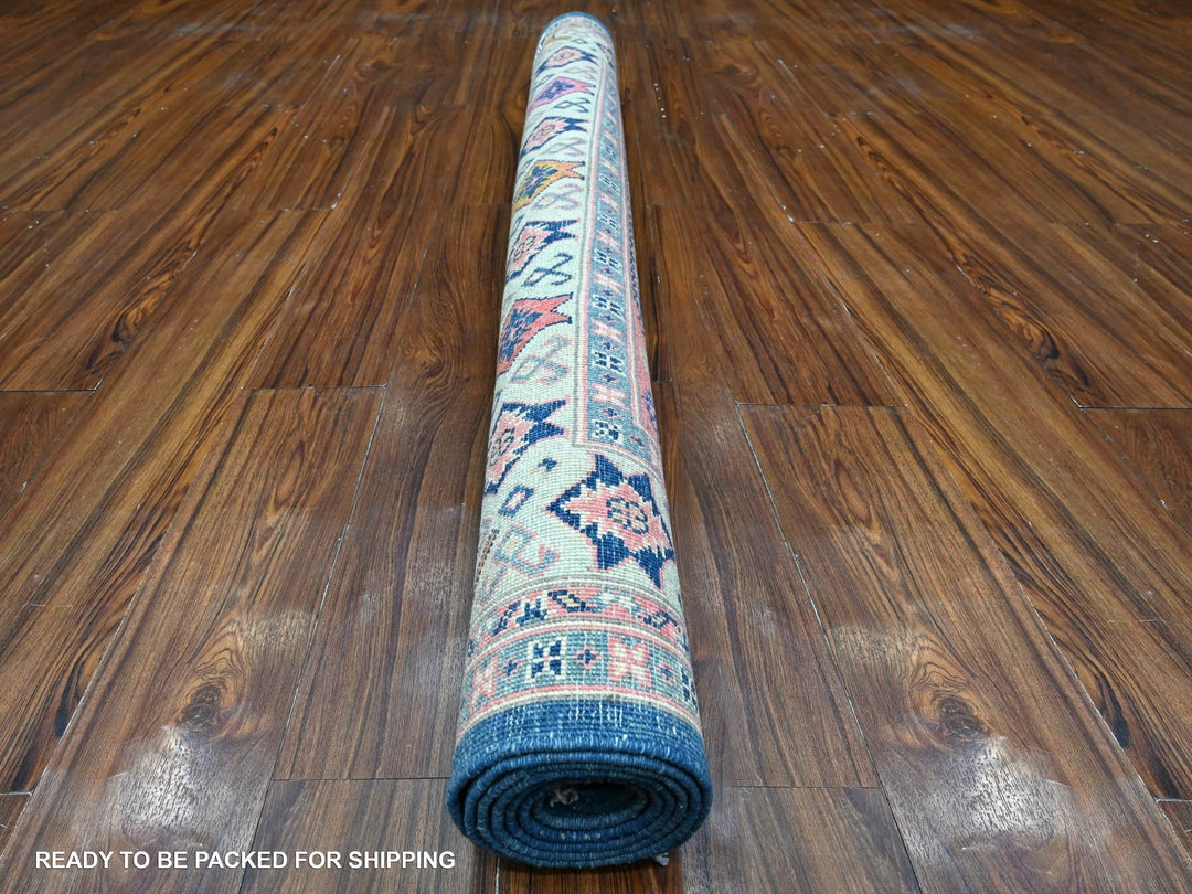 4'11" x 6'10" New Hand Knotted Blue Wool Rectangle Oriental Rug - MOA10289232