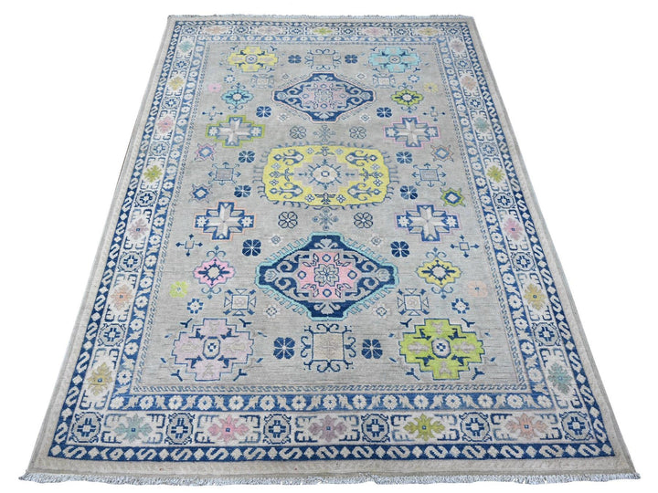 4'9" x 6'9" New Hand Knotted Grey Wool Rectangle Oriental Rug - MOA10289238