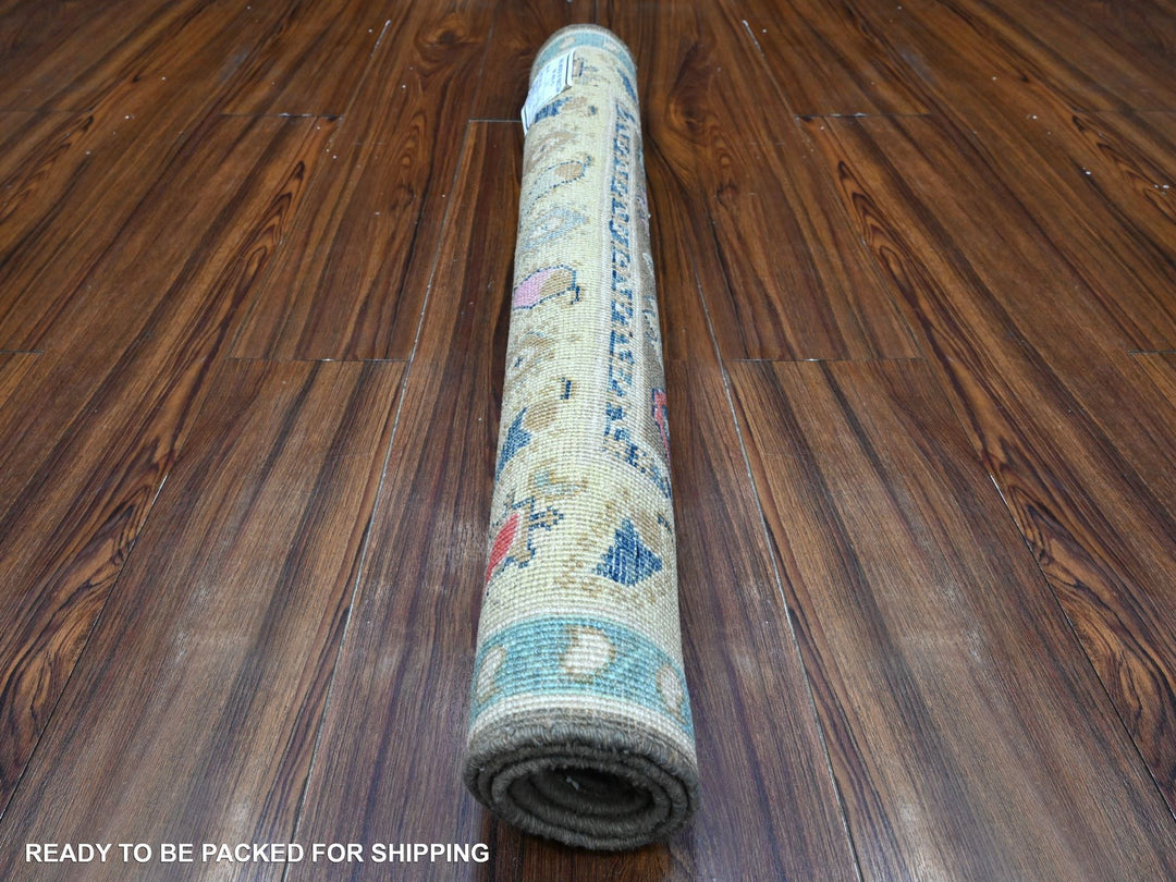 2'9" x 3'11" New Hand Knotted Grey Wool Rectangle Oriental Rug - MOA10289240