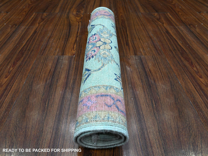 2'0" x 2'9" New Hand Knotted Blue Wool Rectangle Oriental Rug - MOA10289248