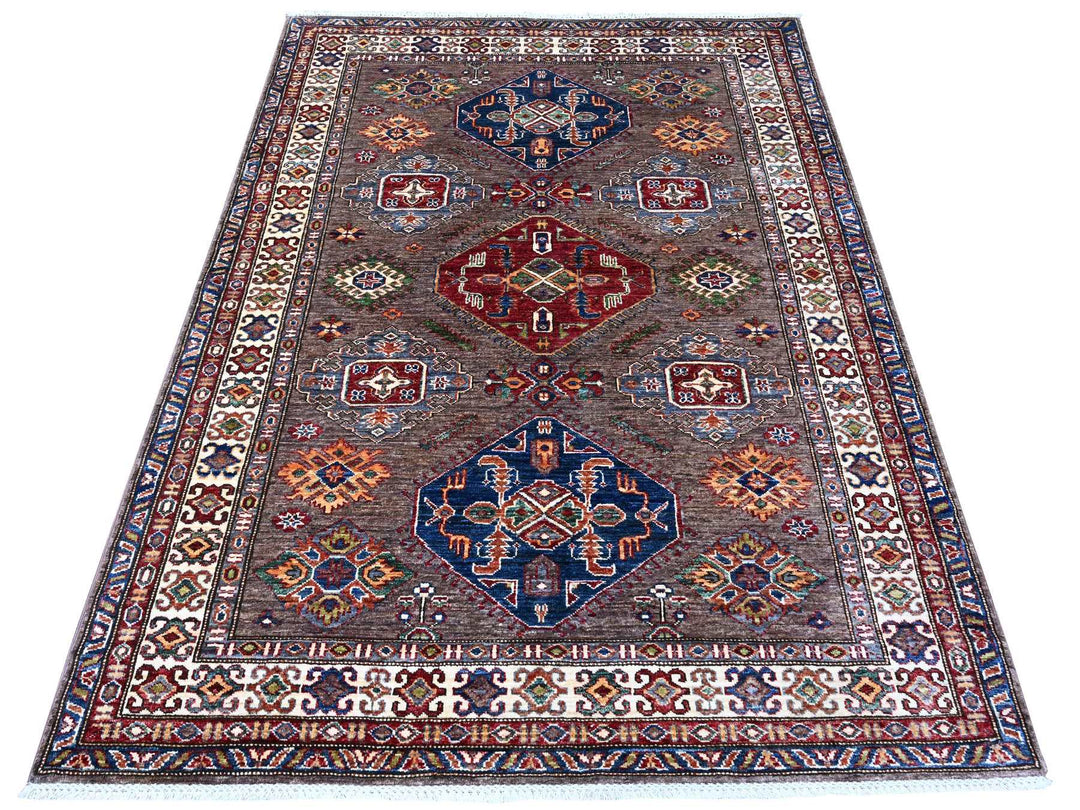 5'1" x 6'9" New Hand Knotted Grey Wool Rectangle Oriental Rug - MOA10289255