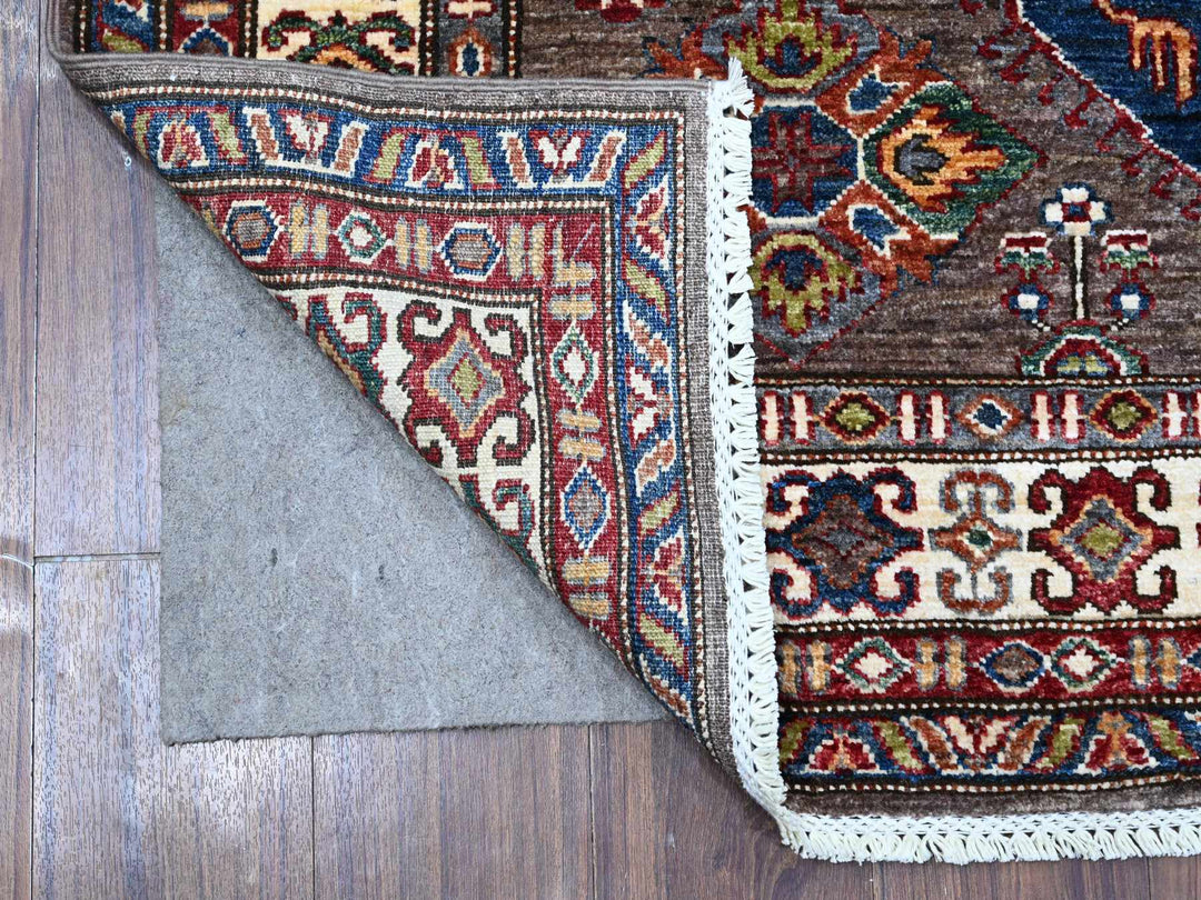 5'1" x 6'9" New Hand Knotted Grey Wool Rectangle Oriental Rug - MOA10289255