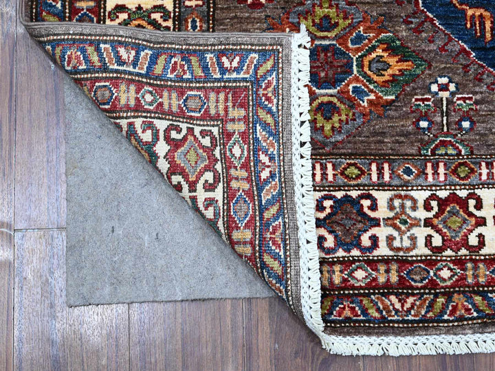 5'1" x 6'9" New Hand Knotted Grey Wool Rectangle Oriental Rug - MOA10289255