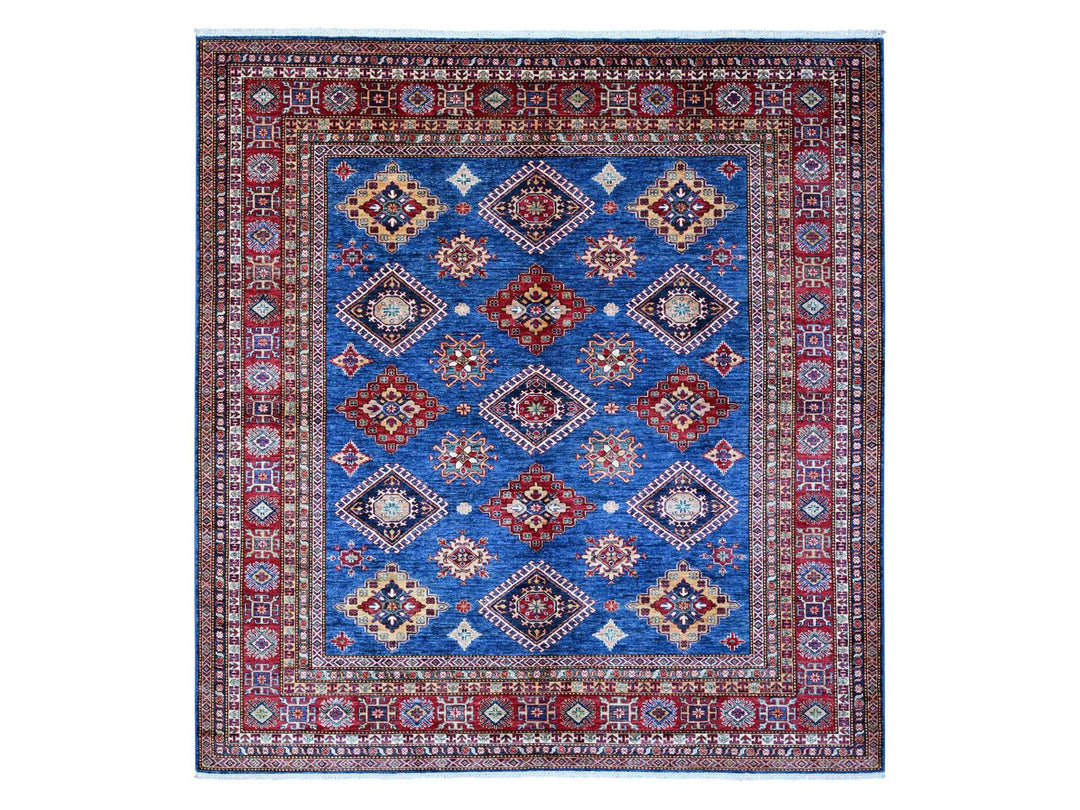 8'1" x 8'6" New Hand Knotted Blue Wool Square Oriental Rug - MOA10289293