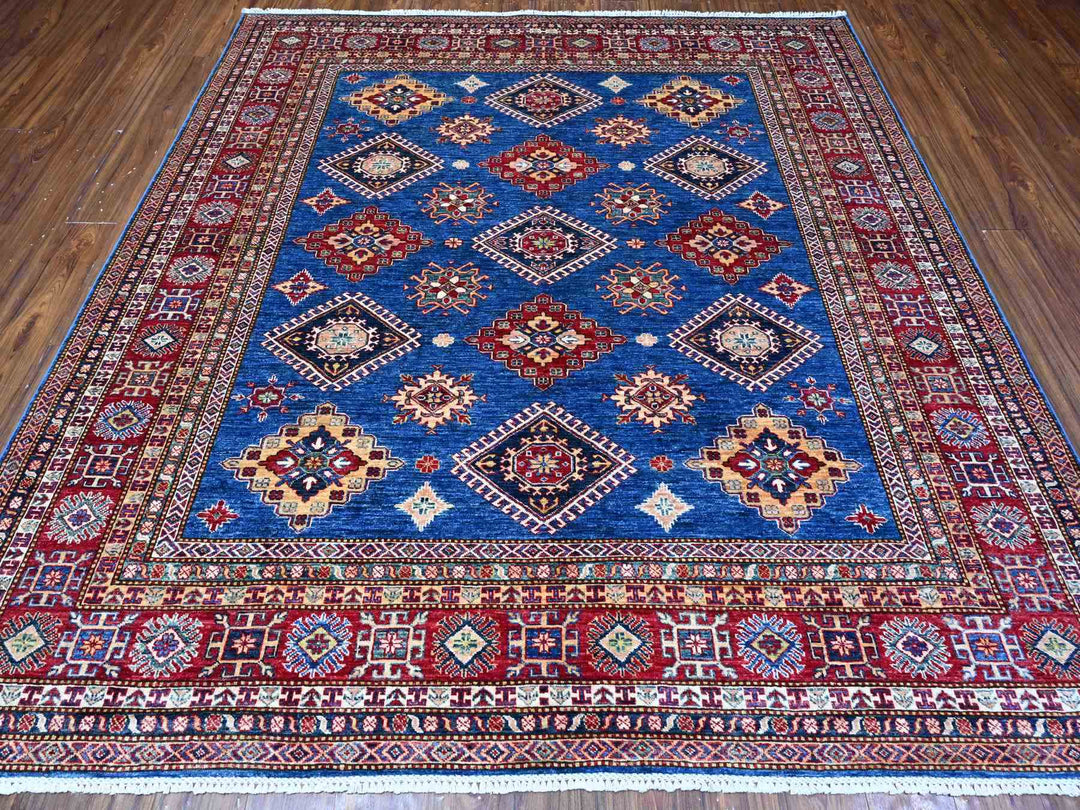 8'1" x 8'6" New Hand Knotted Blue Wool Square Oriental Rug - MOA10289293