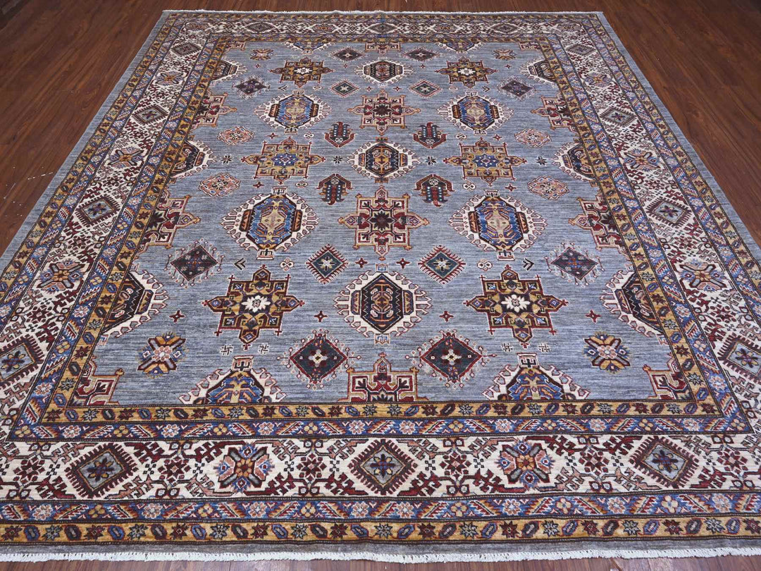 9'8" x 9'11" New Hand Knotted Grey Wool Square Oriental Rug - MOA10289295