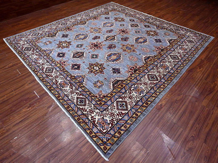 9'8" x 9'11" New Hand Knotted Grey Wool Square Oriental Rug - MOA10289295