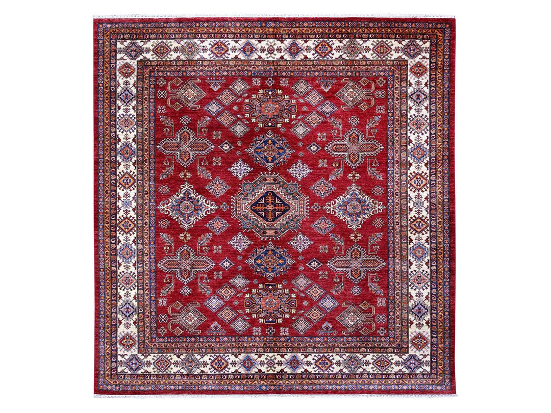 9'9" x 9'11" New Hand Knotted Red Wool Square Oriental Rug - MOA10289296