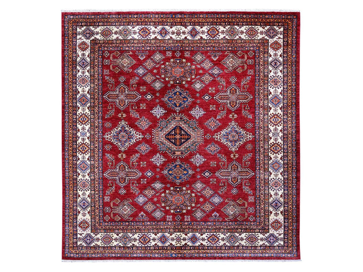 9'9" x 9'11" New Hand Knotted Red Wool Square Oriental Rug - MOA10289296