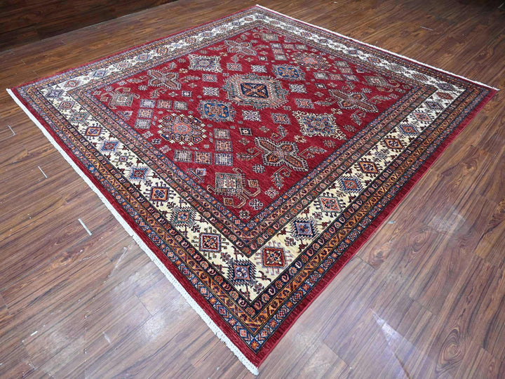 9'9" x 9'11" New Hand Knotted Red Wool Square Oriental Rug - MOA10289296