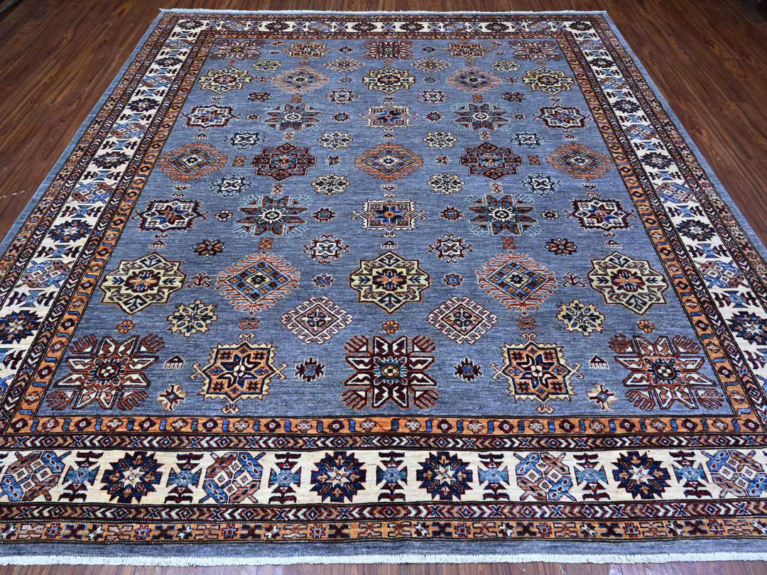9'10" x 10'0" New Hand Knotted Grey Wool Square Oriental Rug - MOA10289297