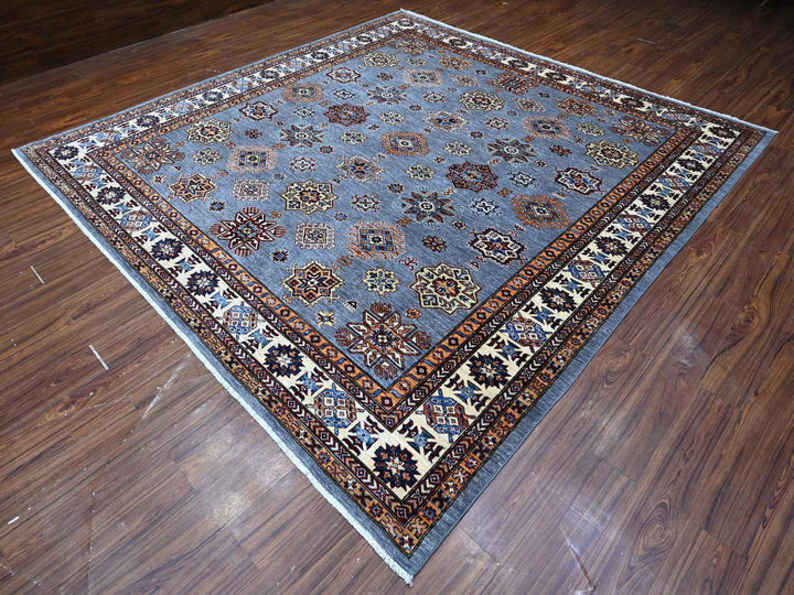 9'10" x 10'0" New Hand Knotted Grey Wool Square Oriental Rug - MOA10289297