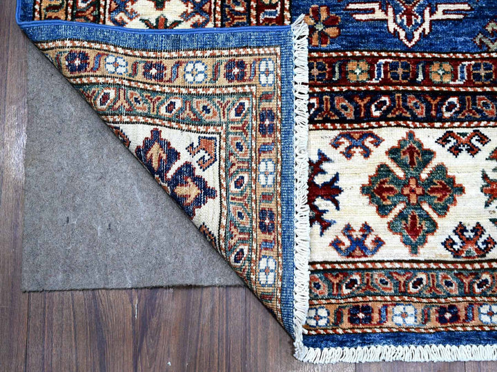 6'1" x 9'3" New Hand Knotted Blue Wool Rectangle Oriental Rug - MOA10289299