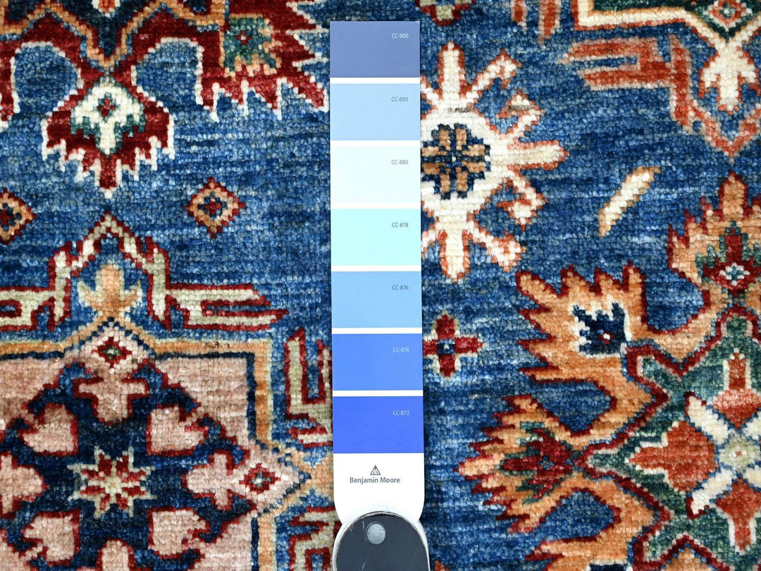 6'1" x 9'3" New Hand Knotted Blue Wool Rectangle Oriental Rug - MOA10289299