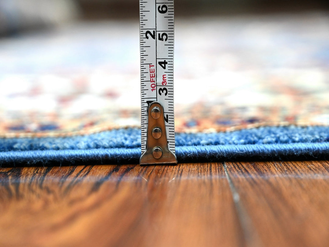 6'1" x 9'3" New Hand Knotted Blue Wool Rectangle Oriental Rug - MOA10289299