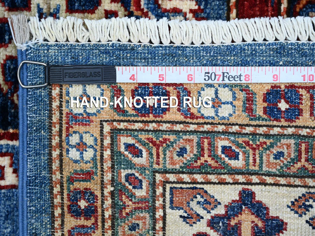 6'1" x 9'3" New Hand Knotted Blue Wool Rectangle Oriental Rug - MOA10289299