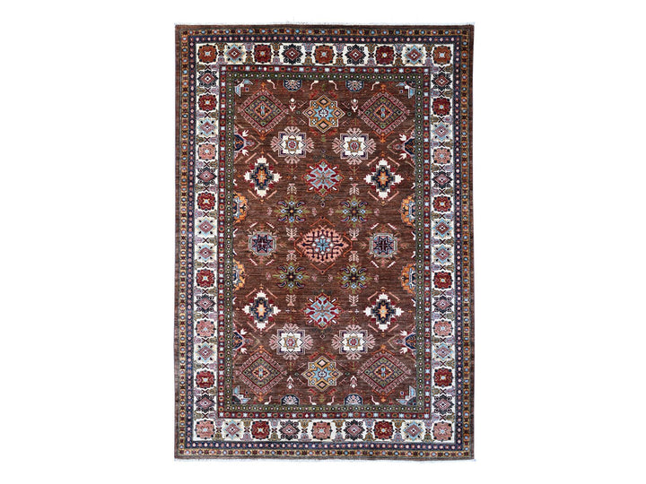 6'0" x 8'10" New Hand Knotted Brown Wool Rectangle Oriental Rug - MOA10289300