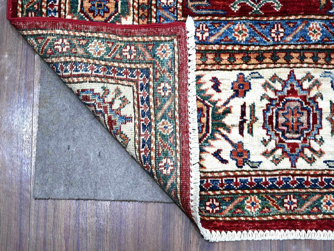 6'1" x 9'3" New Hand Knotted Red Wool Rectangle Oriental Rug - MOA10289301