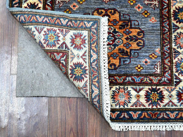 2'7" x 8'4" New Hand Knotted Grey Wool Runner Oriental Rug - MOA10289305