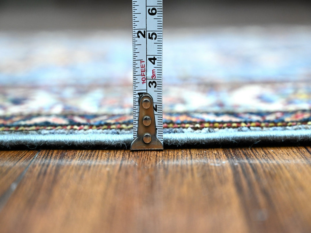 2'7" x 8'4" New Hand Knotted Grey Wool Runner Oriental Rug - MOA10289305