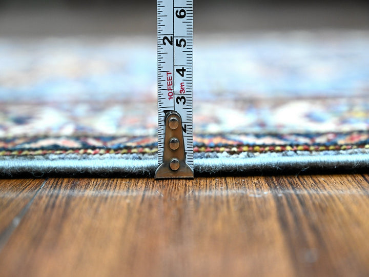 2'7" x 8'4" New Hand Knotted Grey Wool Runner Oriental Rug - MOA10289305