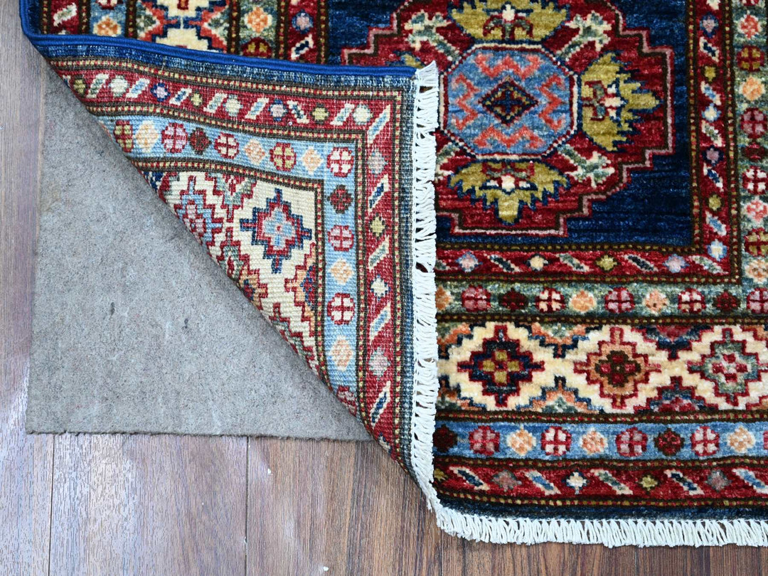 2'6" x 6'4" New Hand Knotted Blue Wool Runner Oriental Rug - MOA10289308