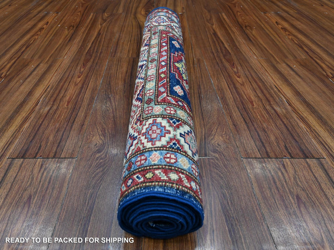 2'6" x 6'4" New Hand Knotted Blue Wool Runner Oriental Rug - MOA10289308