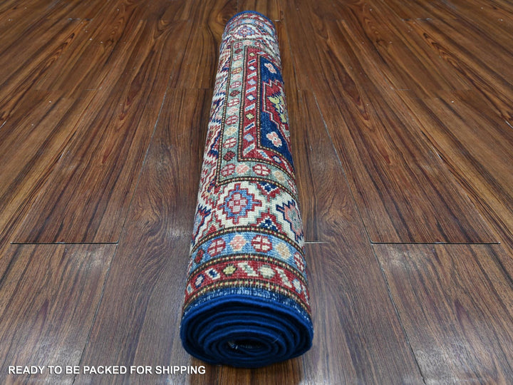 2'6" x 6'4" New Hand Knotted Blue Wool Runner Oriental Rug - MOA10289308