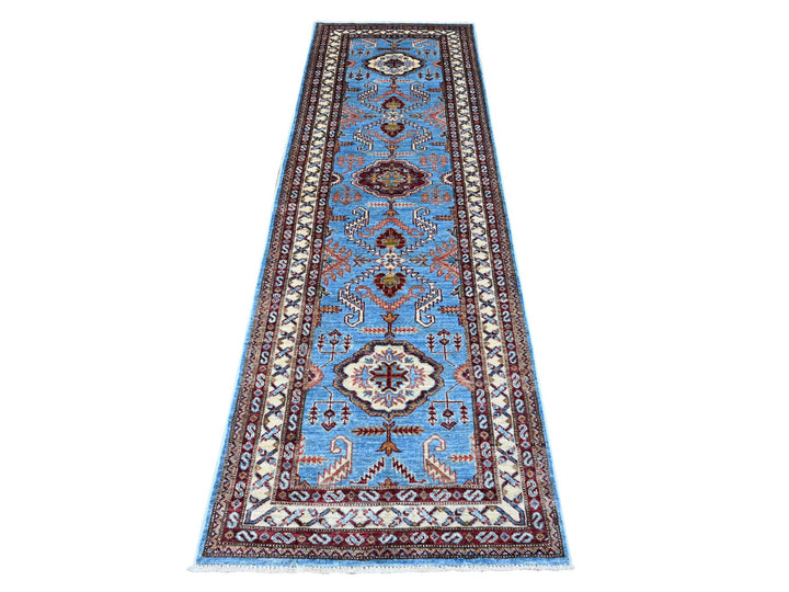 2'9" x 8'8" New Hand Knotted Blue Wool Runner Oriental Rug - MOA10289311