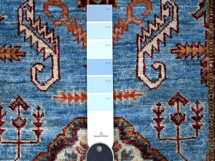 2'9" x 8'8" New Hand Knotted Blue Wool Runner Oriental Rug - MOA10289311