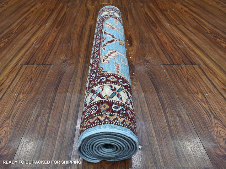 2'9" x 8'8" New Hand Knotted Blue Wool Runner Oriental Rug - MOA10289311