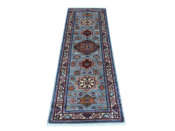 2'5" x 6'10" New Hand Knotted Grey Wool Runner Oriental Rug - MOA10289313