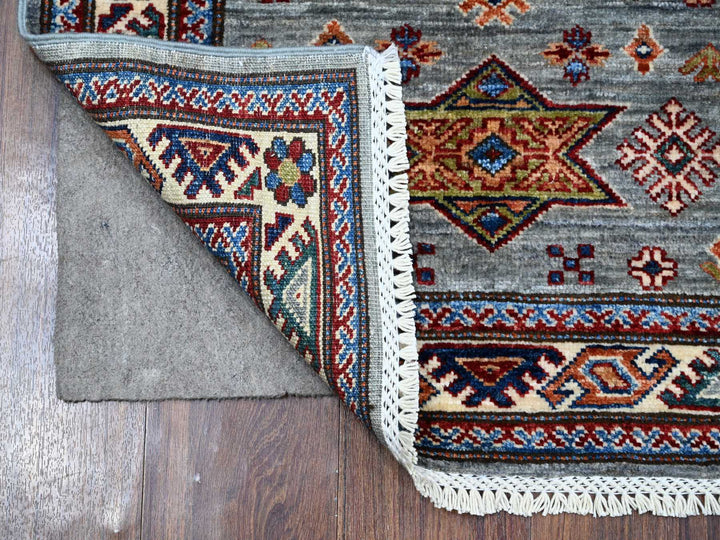 2'5" x 6'10" New Hand Knotted Grey Wool Runner Oriental Rug - MOA10289313