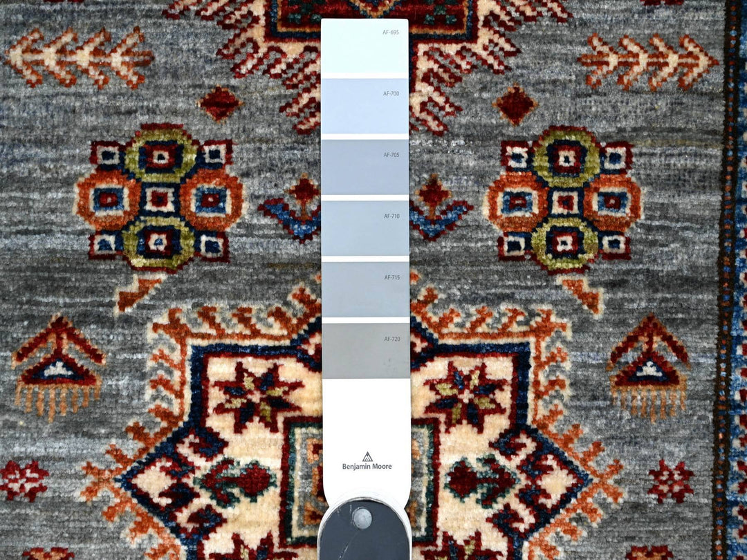 2'5" x 6'10" New Hand Knotted Grey Wool Runner Oriental Rug - MOA10289313