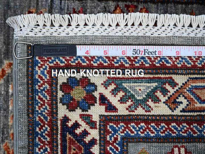 2'5" x 6'10" New Hand Knotted Grey Wool Runner Oriental Rug - MOA10289313