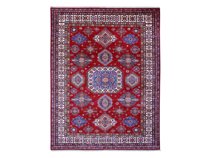 9'1" x 11'9" New Hand Knotted Red Wool Rectangle Oriental Rug - MOA10289327