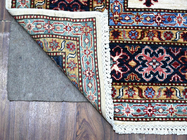 5'10" x 6'0" New Hand Knotted Ivory Wool Square Oriental Rug - MOA10289328