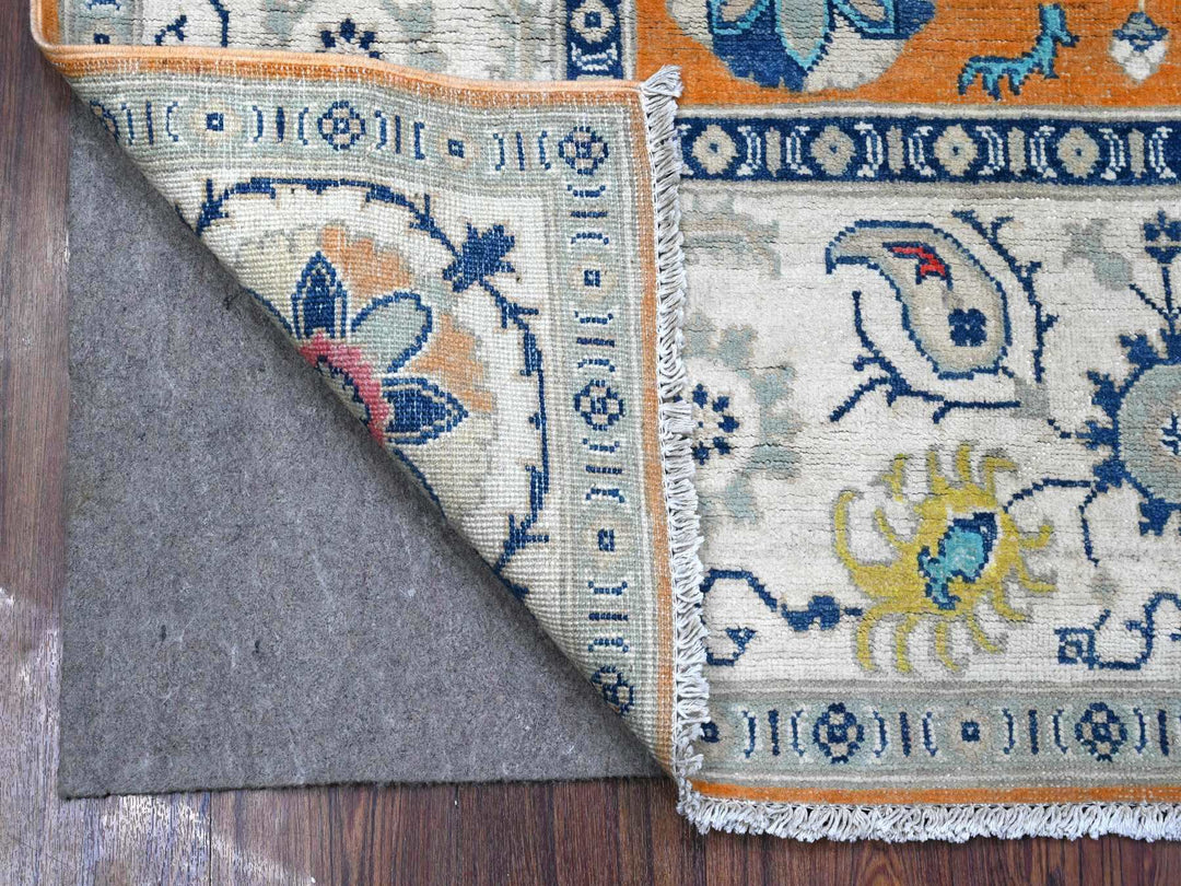 4'10" x 6'8" New Hand Knotted Orange Wool Rectangle Oriental Rug - MOA10289336