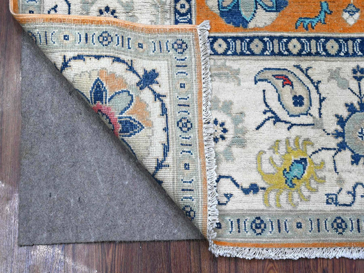 4'10" x 6'8" New Hand Knotted Orange Wool Rectangle Oriental Rug - MOA10289336