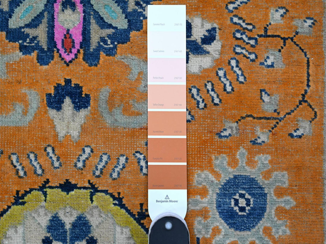 4'10" x 6'8" New Hand Knotted Orange Wool Rectangle Oriental Rug - MOA10289336