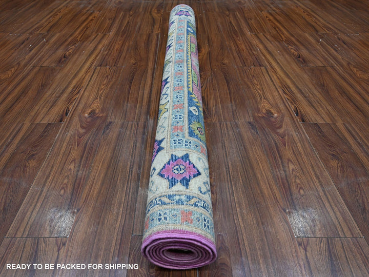 5'0" x 6'9" New Hand Knotted Pink Wool Rectangle Oriental Rug - MOA10289338