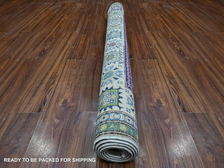 5'0" x 6'8" New Hand Knotted Grey Wool Rectangle Oriental Rug - MOA10289342