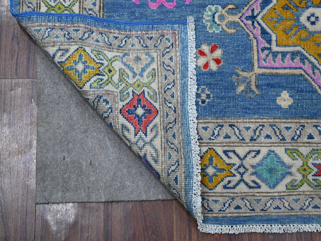 4'11" x 6'5" New Hand Knotted Blue Wool Rectangle Oriental Rug - MOA10289343